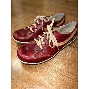 V Italia Red Leather Wedge Sneakers Lace-Up Platform Size EU 38 / US 7.5